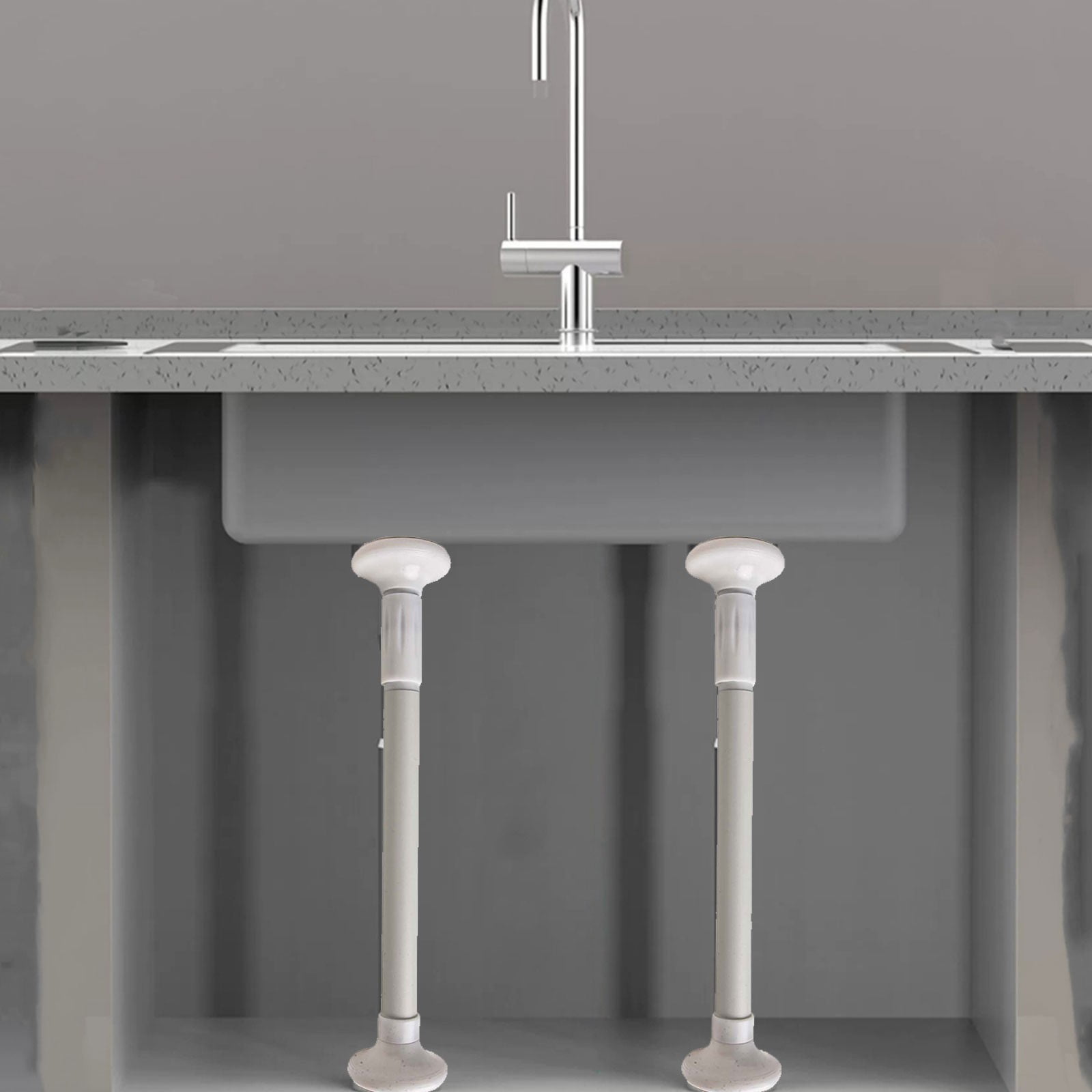 2Pcs Kitchen Sink Brackets Stainless Steel Adjustable Kitchen Sink Bracket Bottom installation Support Legs Kitchen Fixtures (50-80cm Silvery) 35-50cm White - Image 2