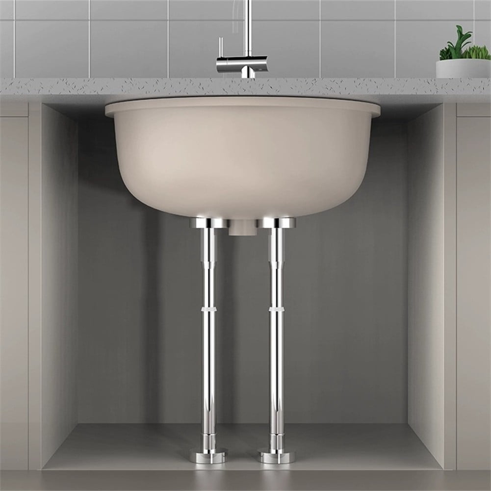 2Pcs Kitchen Sink Brackets Stainless Steel Adjustable Kitchen Sink Bracket Bottom installation Support Legs Kitchen Fixtures (50-80cm Silvery) 50-80cm Silvery - Image 4