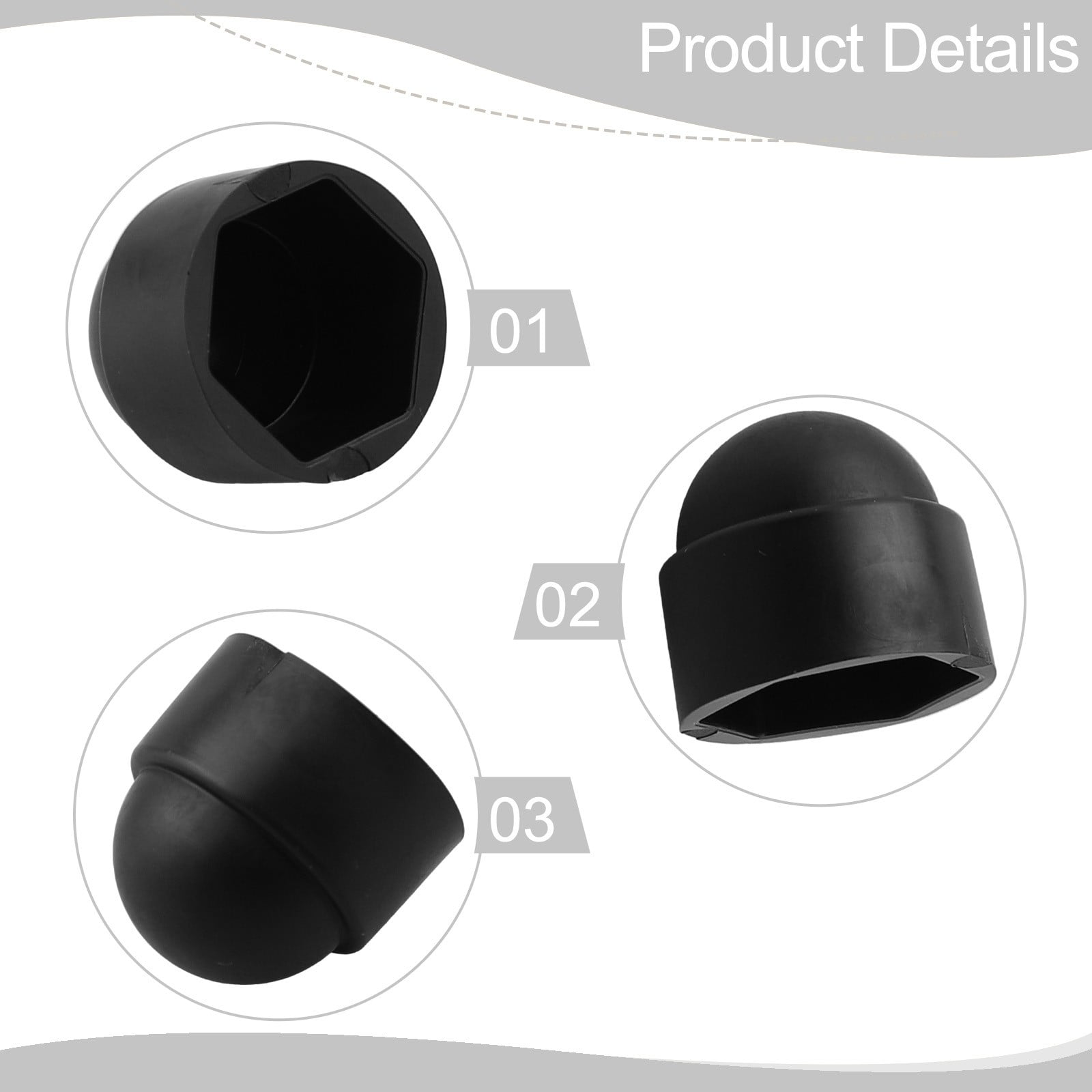 GLFS 145pcs Protective Cap for Screws Hexagonal Cover Cap Black for Nuts Screws Bolts - Image 7