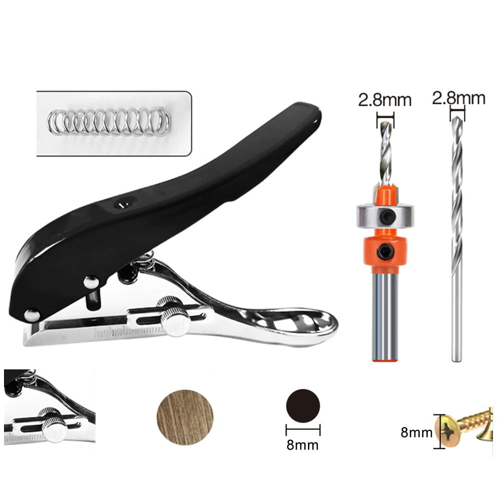 Hole Punch And Countersunk Drill Set For Paper Punching Edge Strip Puncher Countersink Drill Kit Adjustable Depth Tools Parts - Image 4