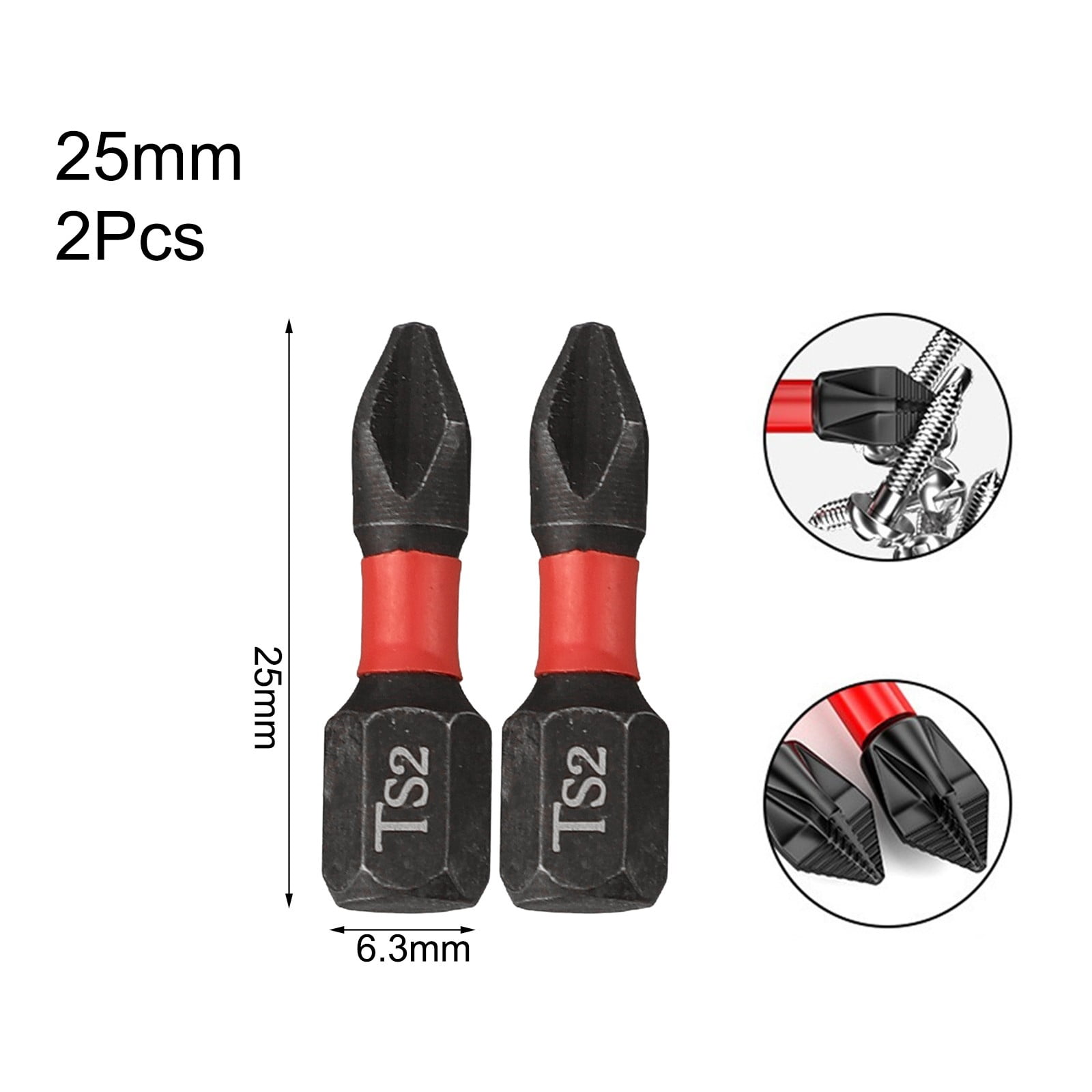 2/6Pcs 25-150Mm Non-Slip Screwdriver Bits Ph2 Magnetic Batch Cross Screw Electric Tips Head Cross Screwdriver Drill Bit Tool Set 2Pcs 25Mm Smile Home 2Pcs 25Mm - Image 2