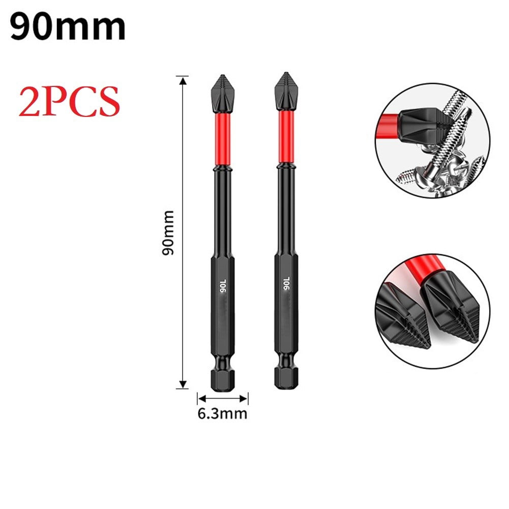 2/6Pcs 25-150Mm Non-Slip Screwdriver Bits Ph2 Magnetic Batch Cross Screw Electric Tips Head Cross Screwdriver Drill Bit Tool Set 2Pcs 25Mm Smile Home 2Pcs 90Mm - Image 4