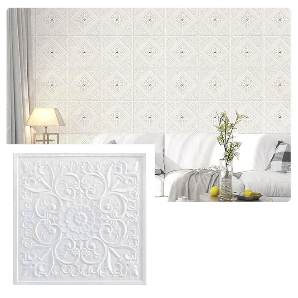 1PC 1/10pc 3D Tile Brick Wall Sticker Self-adhesive Foam Panel Stickers Living Room Bedroom Ceiling Wall Stickers Home Decoration Smile Home - Image 1