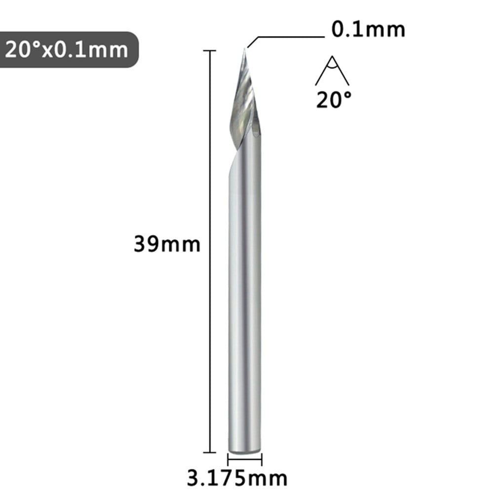Engraving Bit 3.175Mm Shank V Shape Carving Bits 20-60 Degrees Carbide Cnc Router Bit Tipped 0.1Mm 0.2Mm 0.3Mm Milling Cutter 30Dx0.3 Smile Home 20Dx0.1 - Image 4