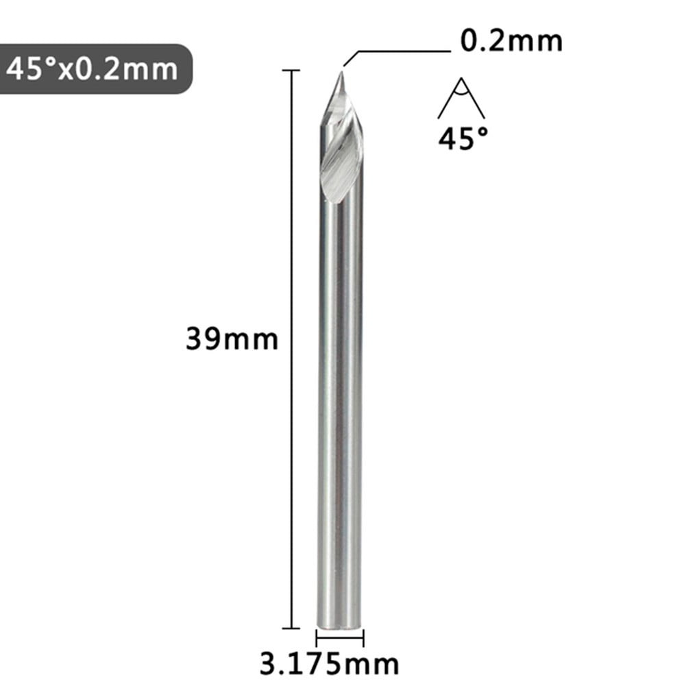 Engraving Bit 3.175Mm Shank V Shape Carving Bits 20-60 Degrees Carbide Cnc Router Bit Tipped 0.1Mm 0.2Mm 0.3Mm Milling Cutter 30Dx0.3 Smile Home 45Dx0.2 - Image 4