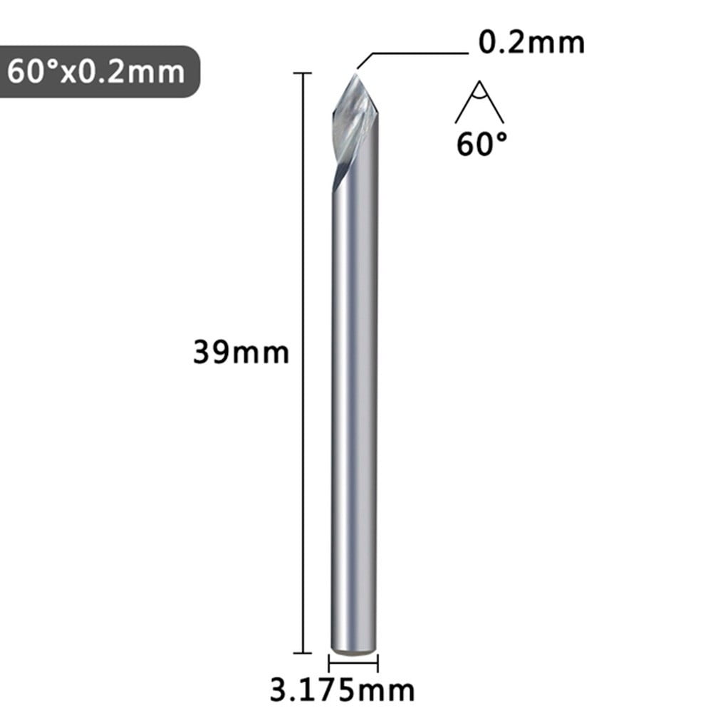 Engraving Bit 3.175Mm Shank V Shape Carving Bits 20-60 Degrees Carbide Cnc Router Bit Tipped 0.1Mm 0.2Mm 0.3Mm Milling Cutter 30Dx0.3 Smile Home 60Dx0.2 - Image 4