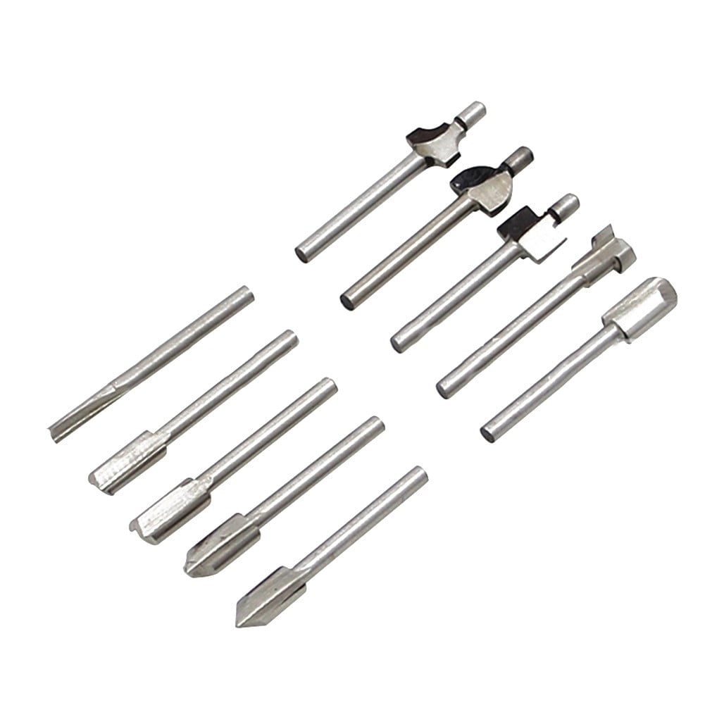 10Pcs Hss Router Bits Wood Cutter Milling Fits Dremel-Rotary Tool Set 1/8