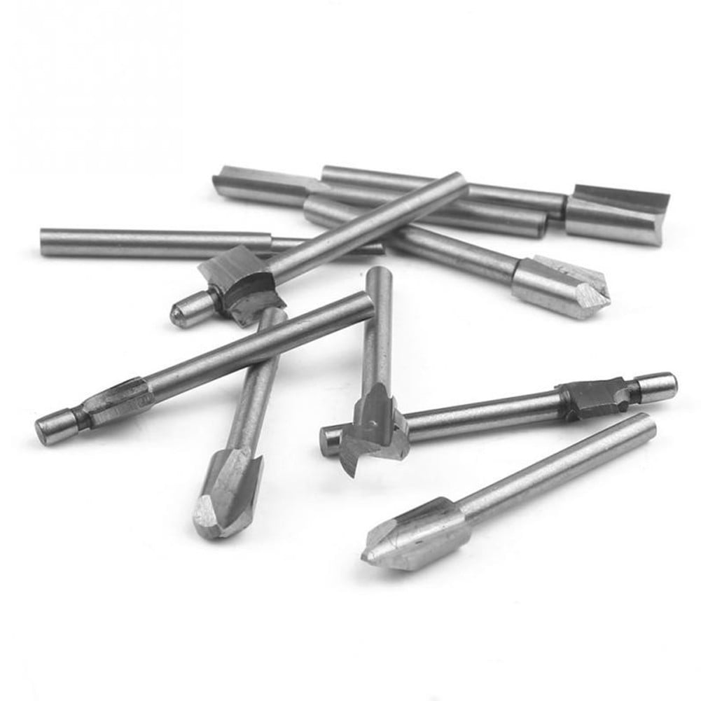 10Pcs Hss Router Bits Wood Cutter Milling Fits Dremel-Rotary Tool Set 1/8