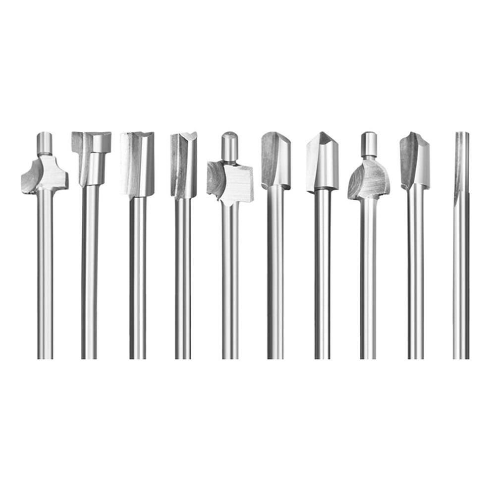 10Pcs Hss Router Bits Wood Cutter Milling Fits Dremel-Rotary Tool Set 1/8