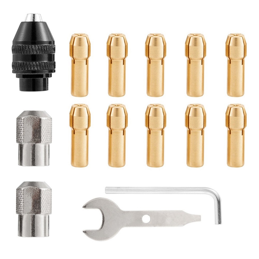 15Pcs Drill Chuck Collet Set For Dremel, 1/32