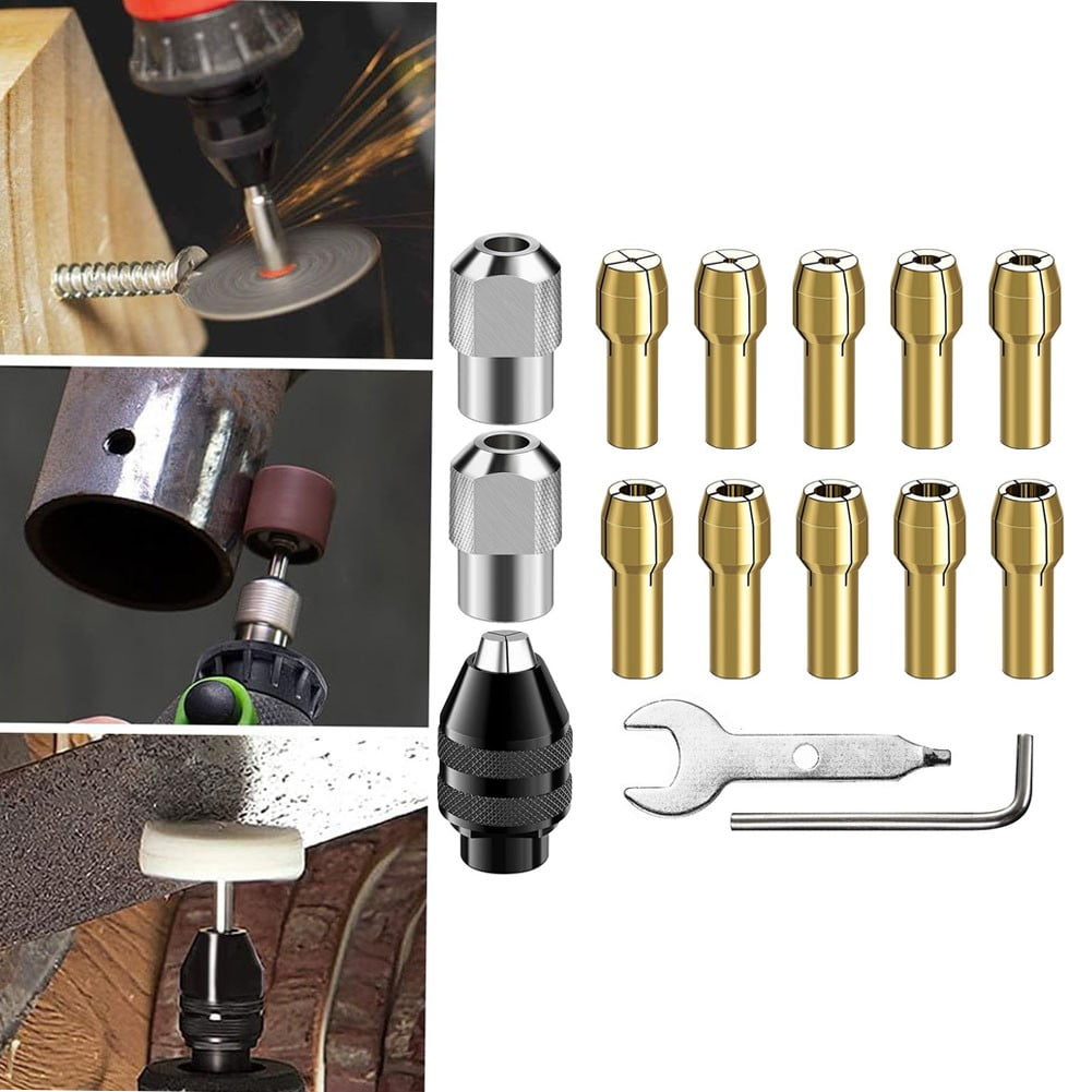15Pcs Drill Chuck Collet Set For Dremel, 1/32