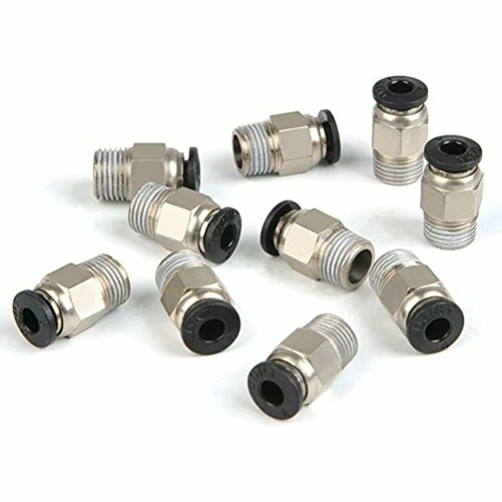10Pcs Pc4-M10 External Thread Straight Pneumatic Connector Stainless Steel Ptfe Tube Push In Quick Fitting Connectors Extruders Smile Home - Image 1