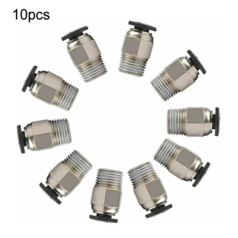 10Pcs Pc4-M10 External Thread Straight Pneumatic Connector Stainless Steel Ptfe Tube Push In Quick Fitting Connectors Extruders Smile Home - Image 4