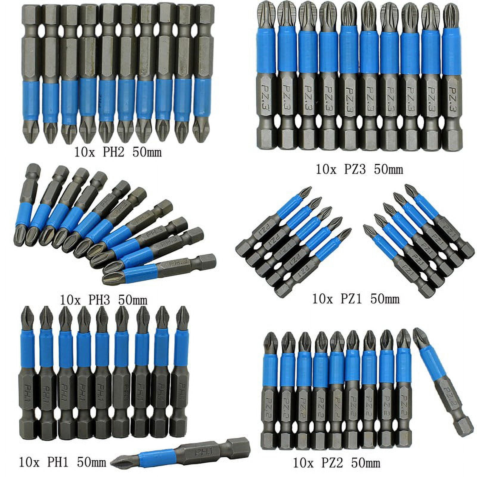 10Pcs Magnetic Anti Skid Electric Screwdriver Bits Alloy Steel 50Mm Cross Screw Driver Tools Set Ph1 Ph2 Ph3 Pz1 Pz2 Pz3 Pz1 Smile Home Ph3 - Image 3