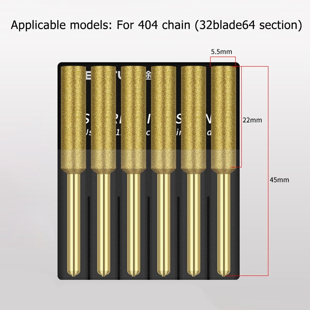 6Pcs Chainsaw Sharpener Grinding Stone File 4/4.8/5.5Mm Chains Saw Sharpening Chainsaw Stone File Chainsaw Ener Burr Power Tools 5.5Mm Smile Home - Image 3