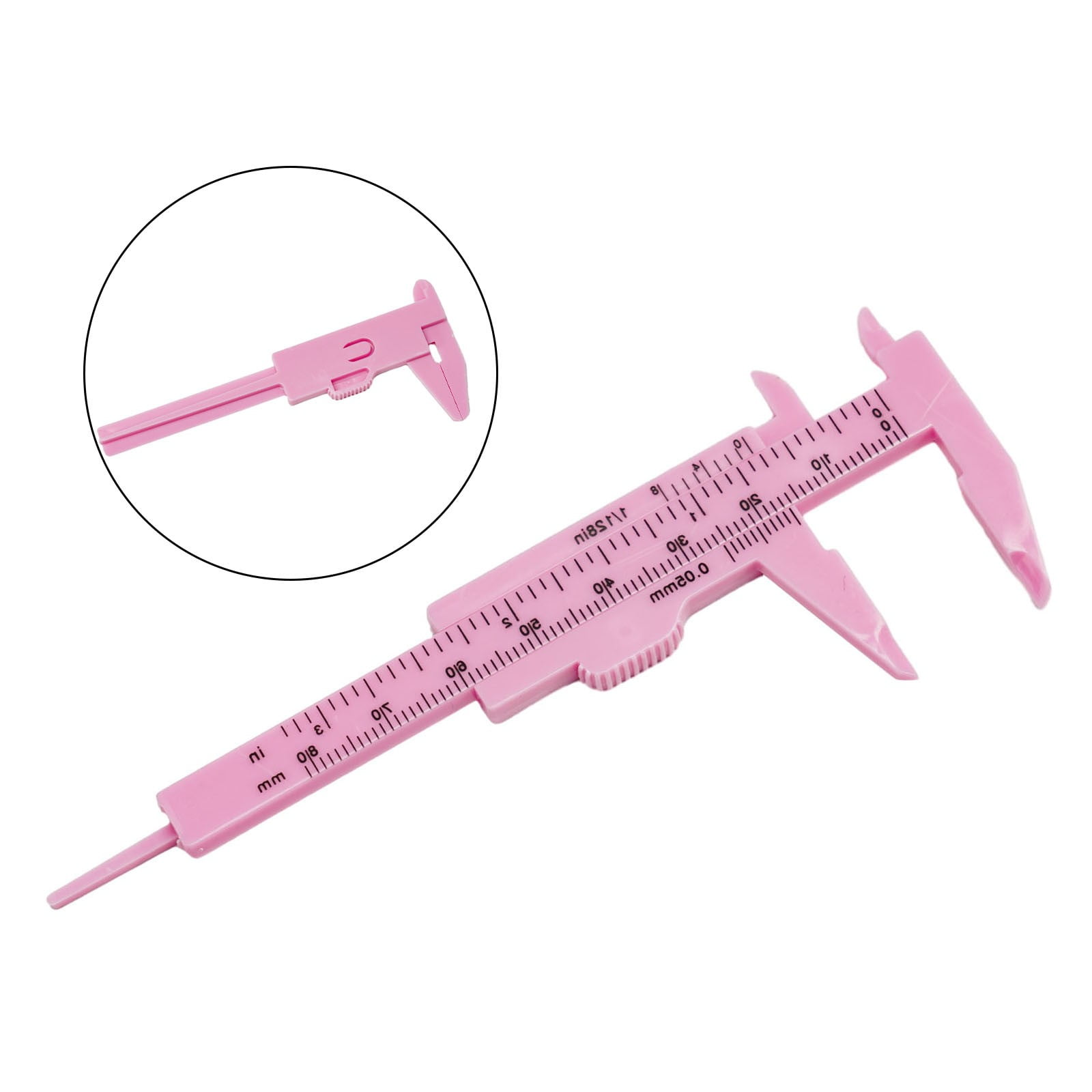 1X 0-80Mm Plastic Sliding Vernier Caliper Gauge Measure Tool Double Scale Ruler For Jewelry/Antiques Measurement Rose Red Smile Home Pink - Image 2