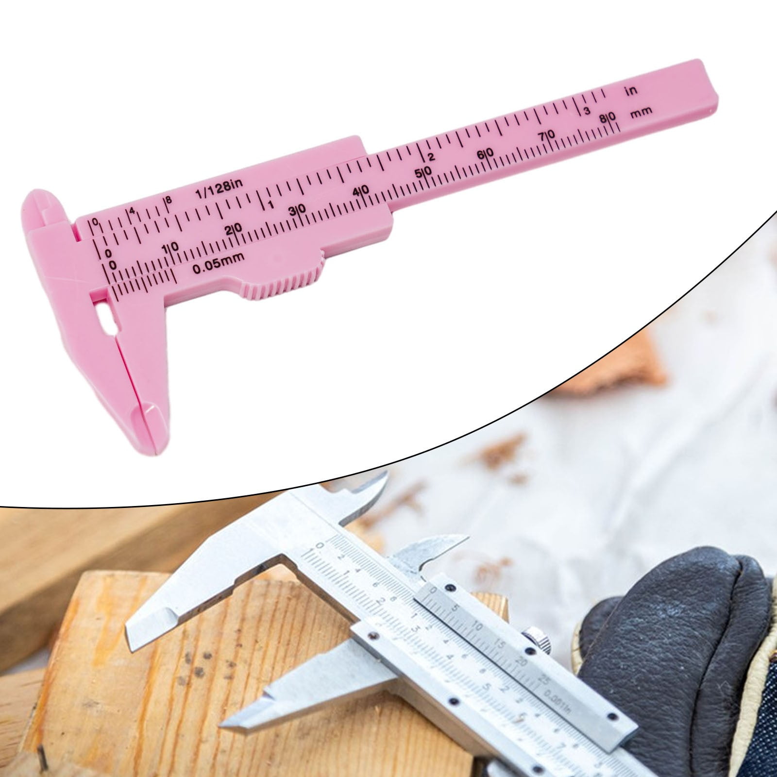 1X 0-80Mm Plastic Sliding Vernier Caliper Gauge Measure Tool Double Scale Ruler For Jewelry/Antiques Measurement Rose Red Smile Home Pink - Image 5