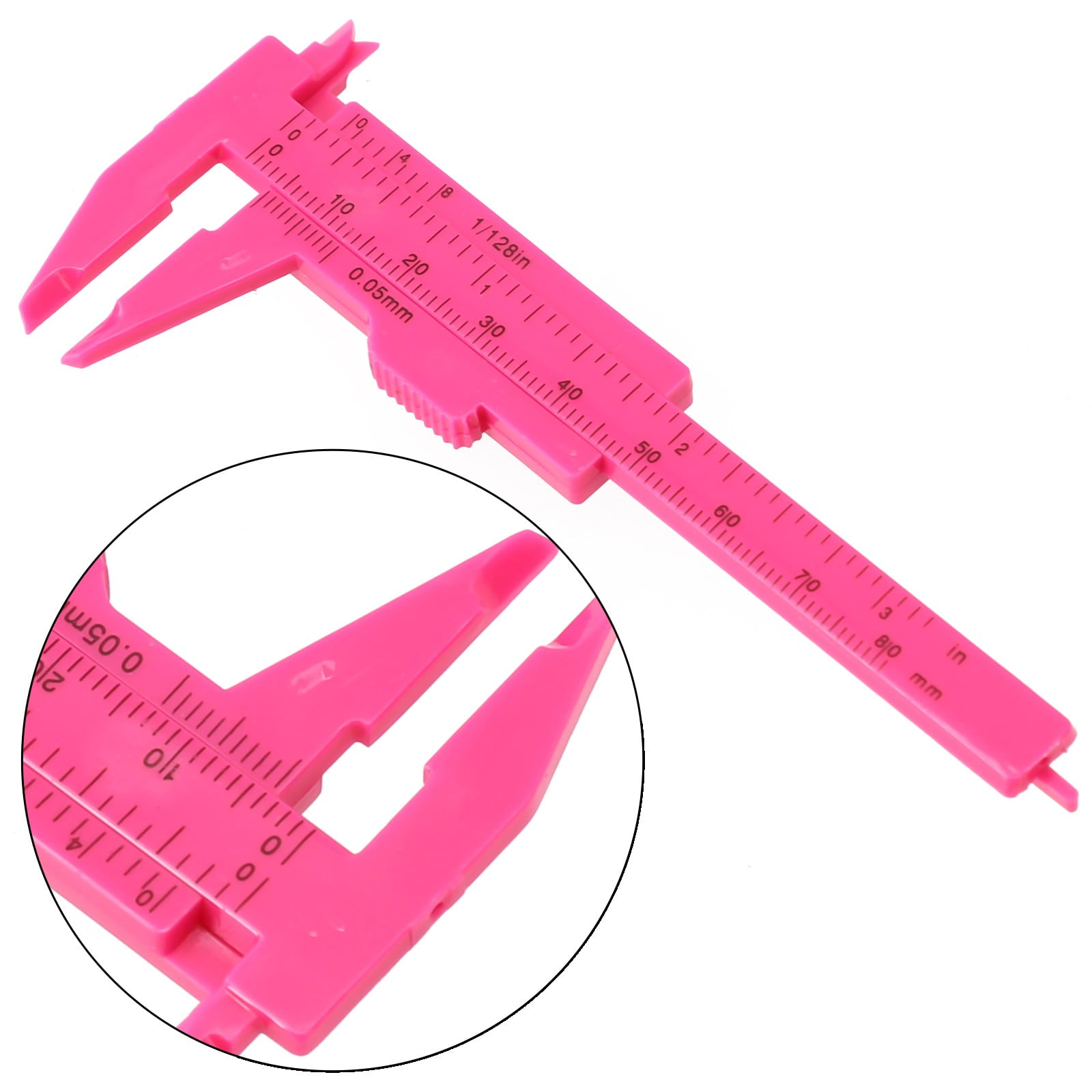 1X 0-80Mm Plastic Sliding Vernier Caliper Gauge Measure Tool Double Scale Ruler For Jewelry/Antiques Measurement Rose Red Smile Home Rose Red - Image 2