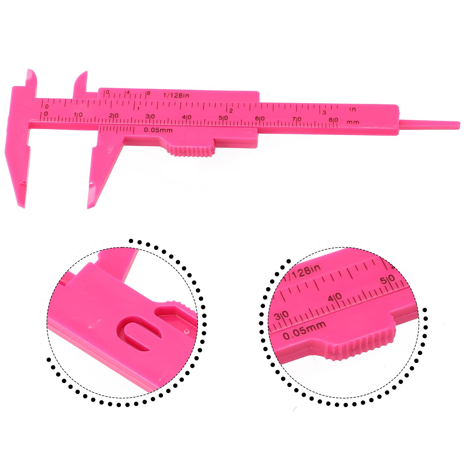1X 0-80Mm Plastic Sliding Vernier Caliper Gauge Measure Tool Double Scale Ruler For Jewelry/Antiques Measurement Rose Red Smile Home Rose Red - Image 5