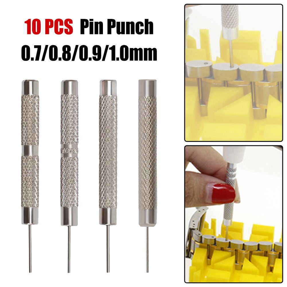 Watch Strap Pin Pin Punch Link Punch Pin Stick- Watch Repair Tool 0.7-1.0Mm 10Pcs Bar Hammer Punch Thimble Durables 0.9Mm Smile Home 0.7 mm - Image 1