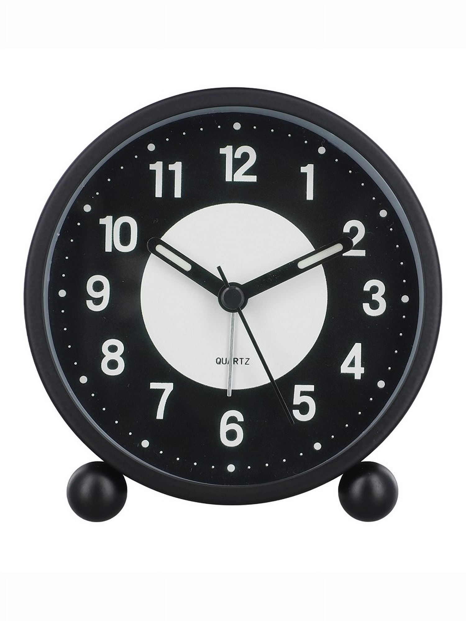 Battery Operated Clock Glow-in-the-Dark Alarm Clock Bedroom Children's Table Non-Ticking Glow-in-the-Dark Dial Smile Home - Image 5