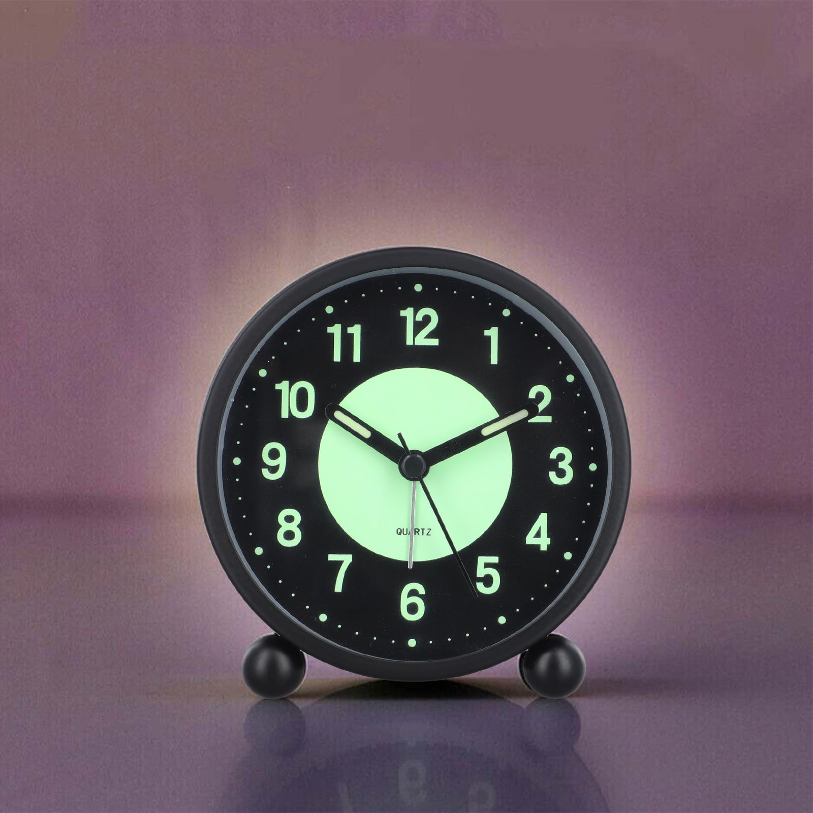 Battery Operated Clock Glow-in-the-Dark Alarm Clock Bedroom Children's Table Non-Ticking Glow-in-the-Dark Dial Smile Home - Image 7