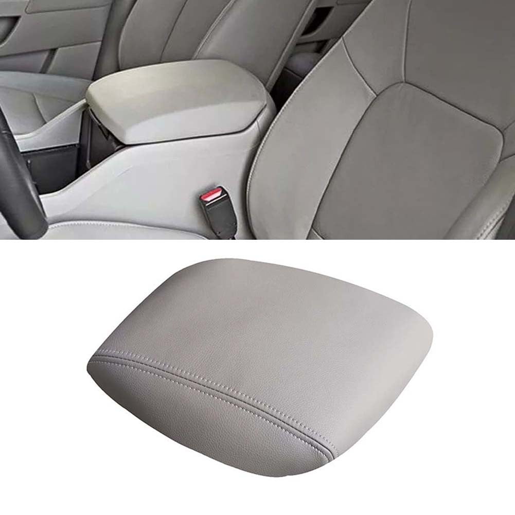 For Honda For Pilot 2009-2015 Leather Center Console Lid Armrest Cover Microfiber Protective Skin Gray - Image 1