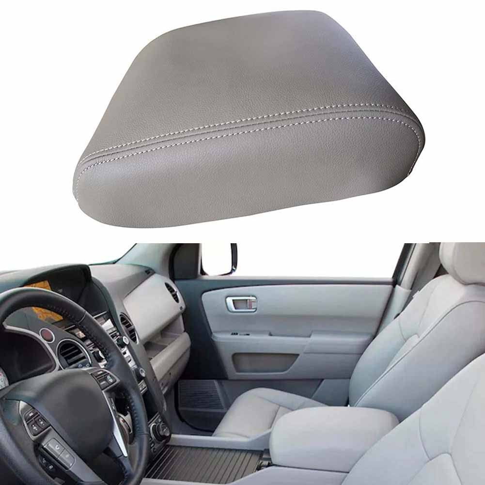 For Honda For Pilot 2009-2015 Leather Center Console Lid Armrest Cover Microfiber Protective Skin Gray - Image 6