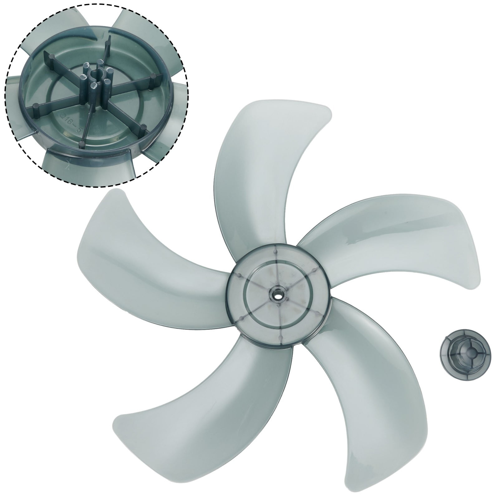 16 Inch Plastic Fan Blade With Nut Cover 5-Leaf Design for Pedestal or Desk Fan Replacement Part for 16