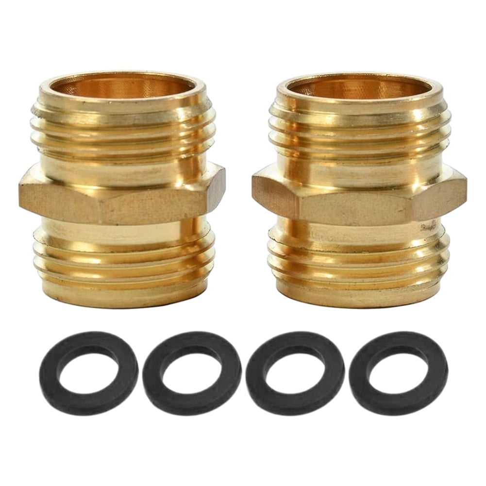 Brass Garden Hose Adapter Male To Male Quick Connector 2 Pack 34 Inch YIWEI - Image 1