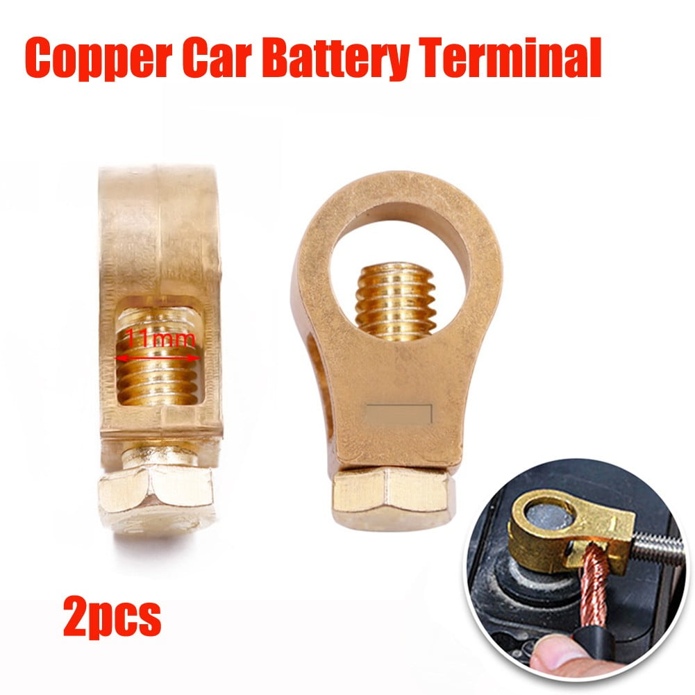 Pure Copper Car Battery Terminal Clamps Set Positive Negative Post Connectors With Bolts And Washers - Image 1