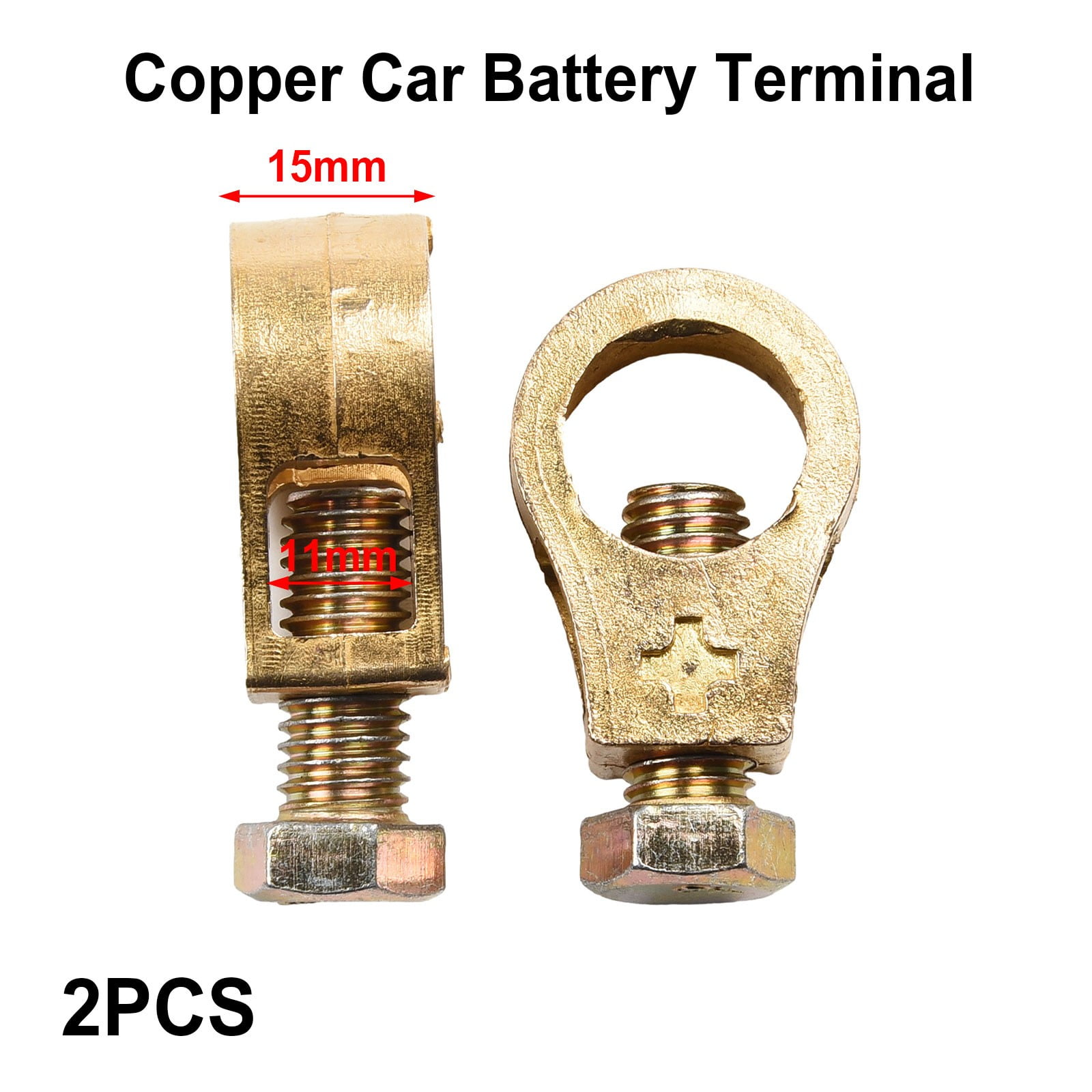 Pure Copper Car Battery Terminal Clamps Set Positive Negative Post Connectors With Bolts And Washers - Image 5
