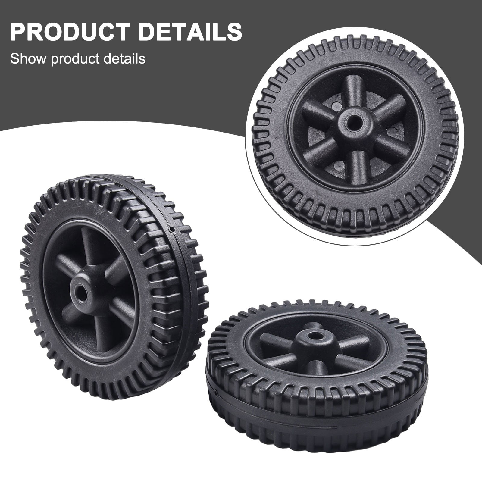 Lierteer 2Pcs/Set Grill Wheels Replacement Parts 170/177mm 7 Inch BBQ Grill Wheel Barbecue Grills Kitchen Garden Plastic Black - Image 1