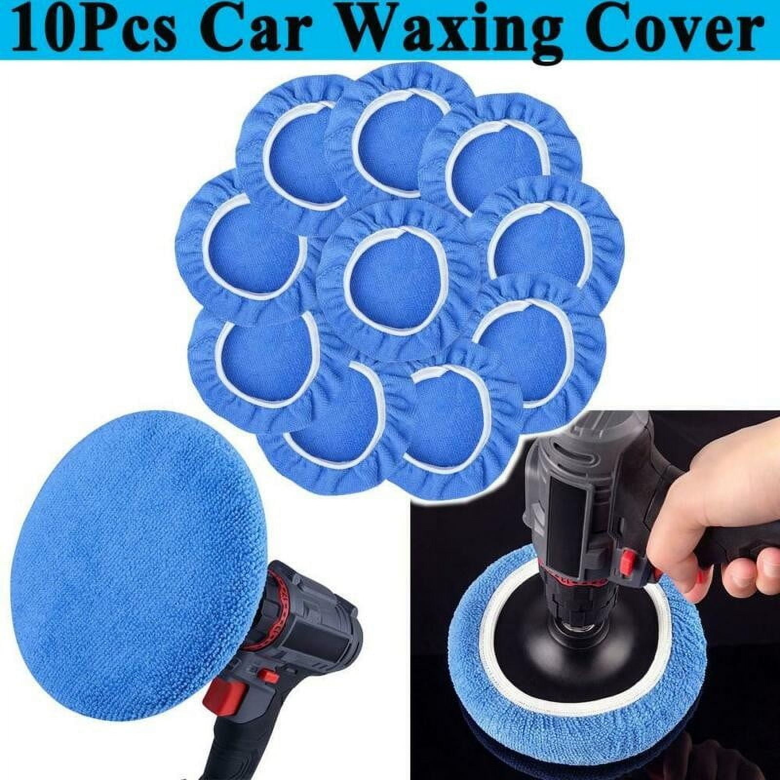 LLDI Polisher Buffing Pads Bonnet Cover Light Blue 10pcs 5-6Inch Microfiber - Image 1