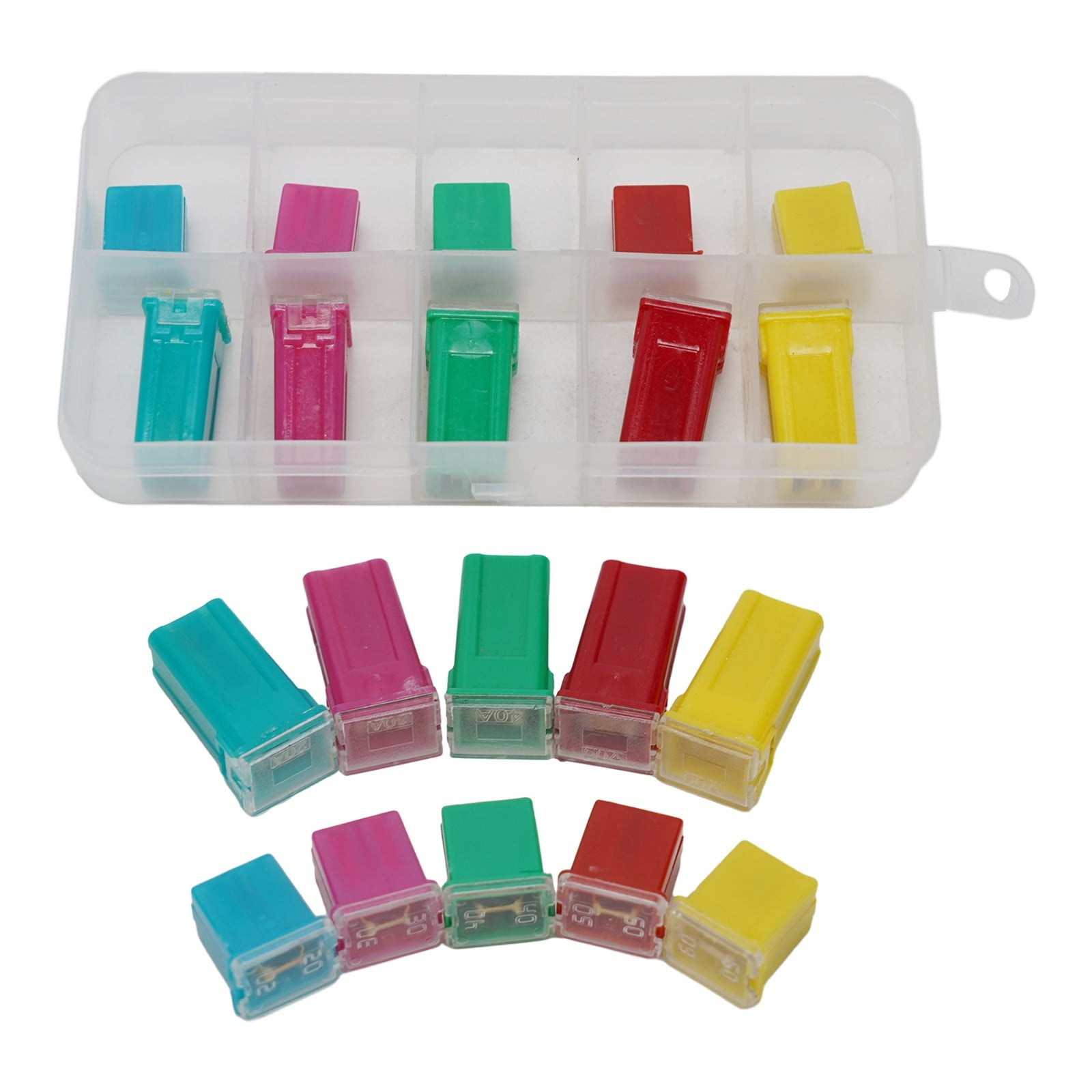 10 Pack Car Fuse Assortment Kit 20A 30A 40A 50A 60A Square Mini Fuses For Auto Van Truck - Image 1