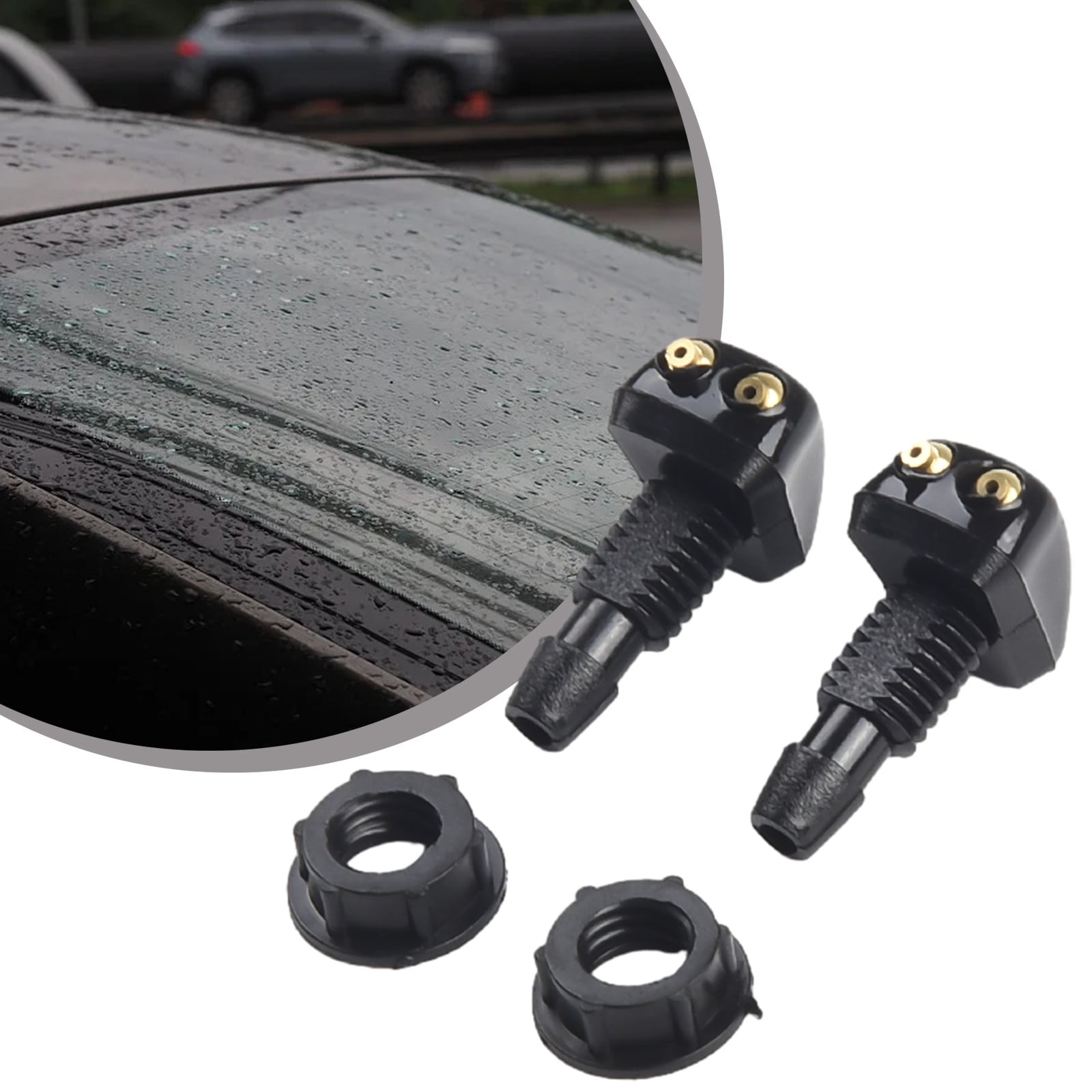 2 Pack Car Dual Holes Windshield Washer Nozzle Adjustable Wiper Water Spray Jet For Most Vehicle Models - Image 1