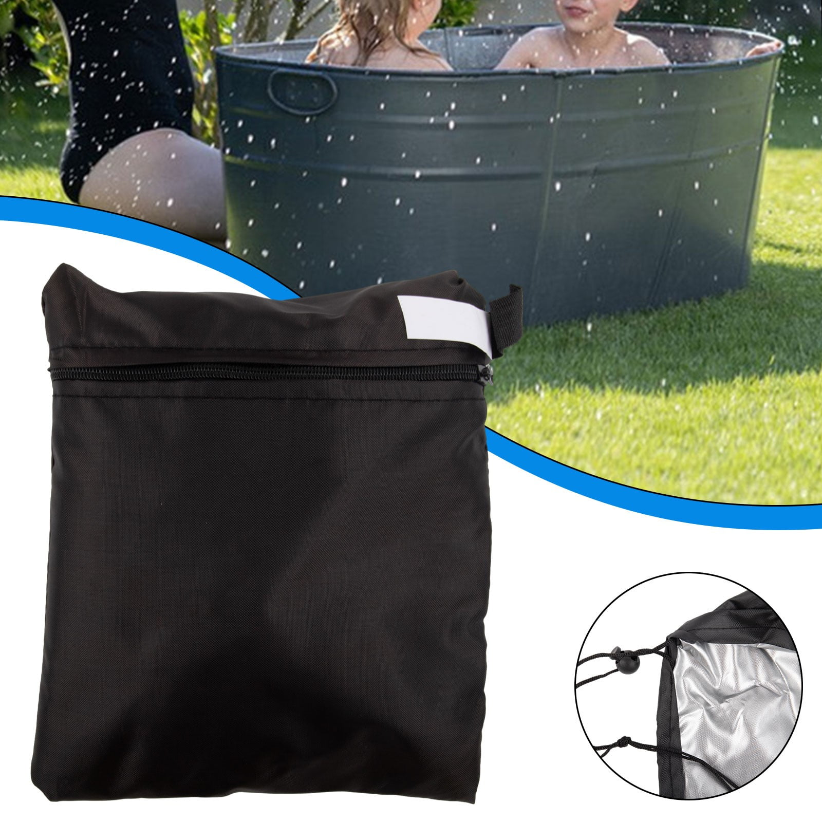 4Ft/6Ft/8Ft Bathtub Cover Pool Hot Tub Cover Oval Reservoir Ice Bath Cover Tank Cover Oxford Cloth Waterproof Tank Pool Cover 8Ft 8' - Image 4