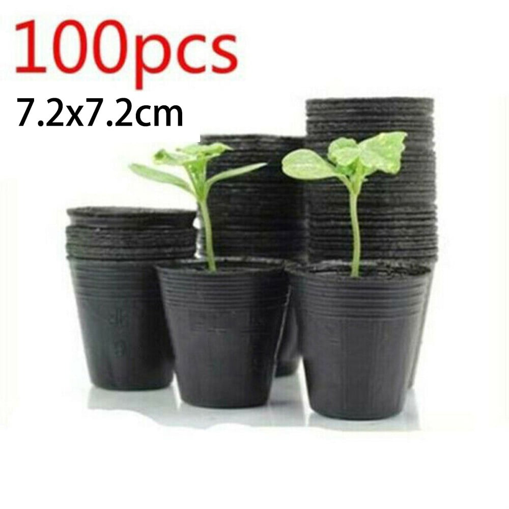 100 Pack Black Plastic Nursery Pots Plant Containers Garden Flower Seedling Planter With Drainage Holes 5Cm 6.5Cm 7.2Cm 7.2*7.2Cm - Image 1