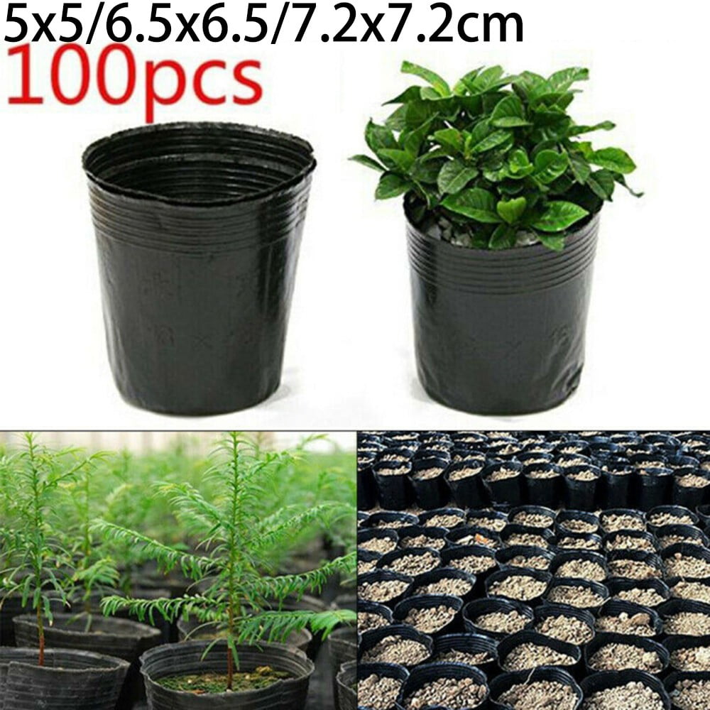 100 Pack Black Plastic Nursery Pots Plant Containers Garden Flower Seedling Planter With Drainage Holes 5Cm 6.5Cm 7.2Cm 7.2*7.2Cm - Image 3