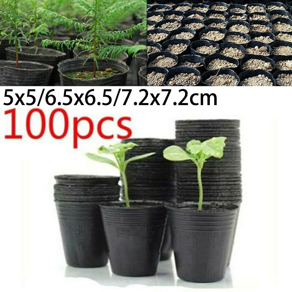 100 Pack Black Plastic Nursery Pots Plant Containers Garden Flower Seedling Planter With Drainage Holes 5Cm 6.5Cm 7.2Cm 7.2*7.2Cm - Image 4