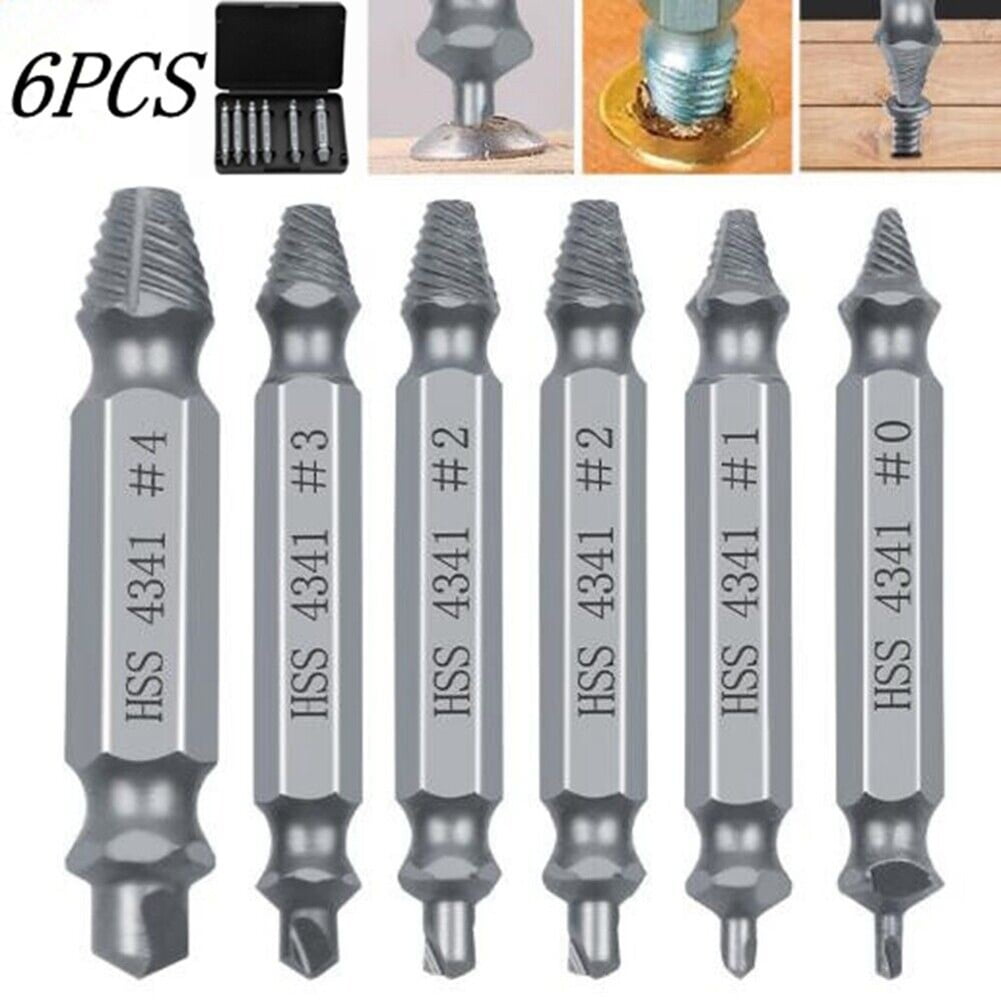 LLDI 6Pcs Damaged Screw Extractor Easy Out Set Bolt Stud Remover Drills Tools Kit Tap 2-12mm Quickly Extract The RustyBroken Screws - Image 1