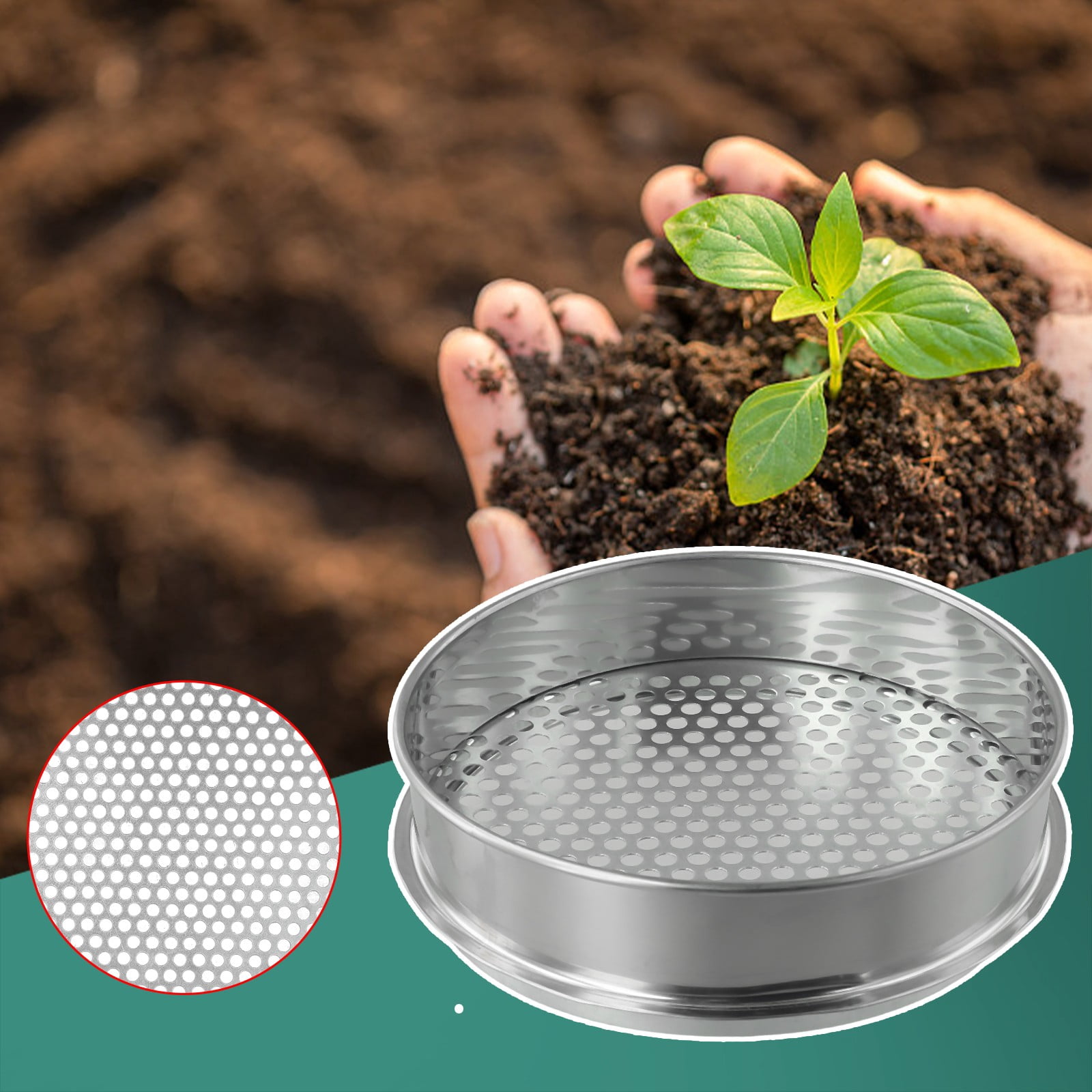 Arkzeo 6/7/12Mm Strainers Mesh Sieve Round Hole Garden Soil Sieve Filter Shakers Fruit Filter Sieve Strainer Sifter Round Hole 7mm - Image 3