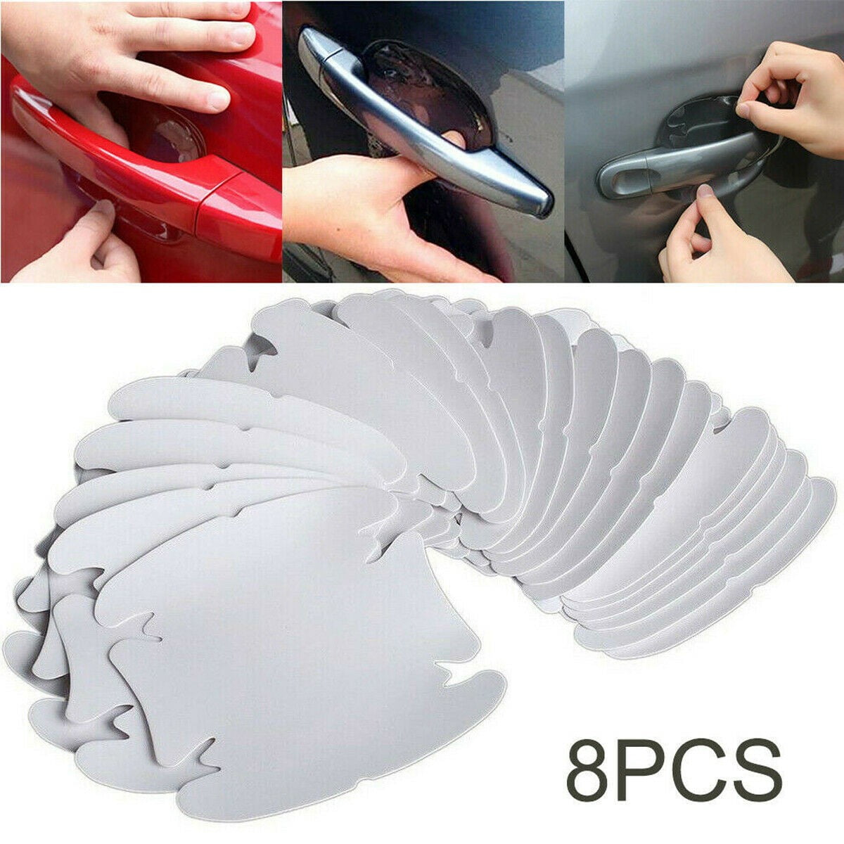 8pcs Invisible Clear Car Door Handle Paint Scratch Protector Guard Film Sheet - Image 1