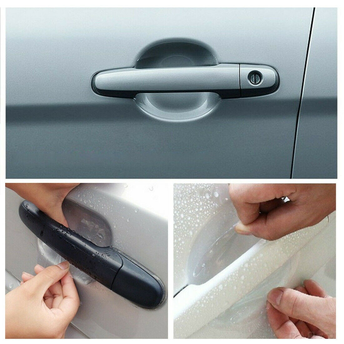 8pcs Invisible Clear Car Door Handle Paint Scratch Protector Guard Film Sheet - Image 3