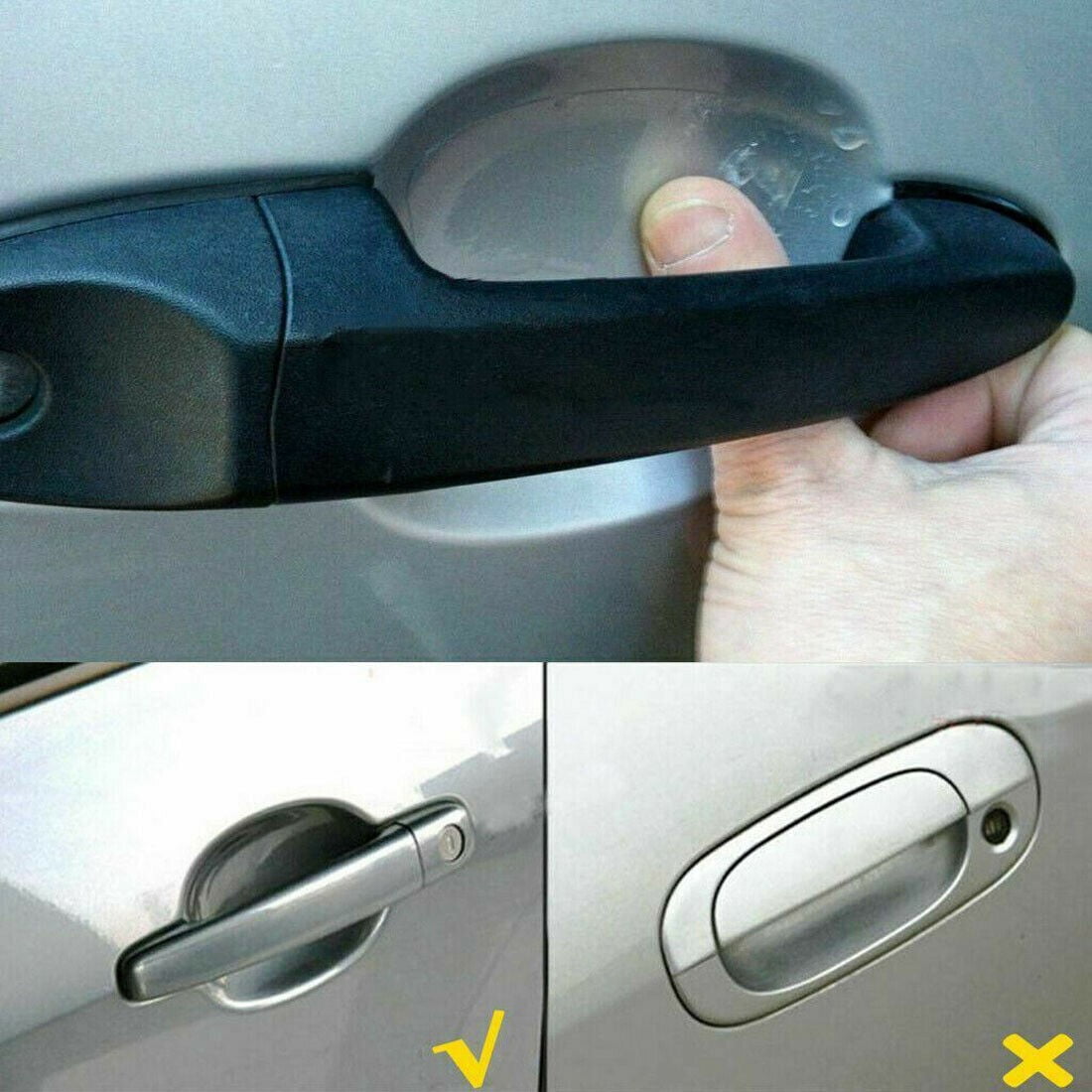 8pcs Invisible Clear Car Door Handle Paint Scratch Protector Guard Film Sheet - Image 7
