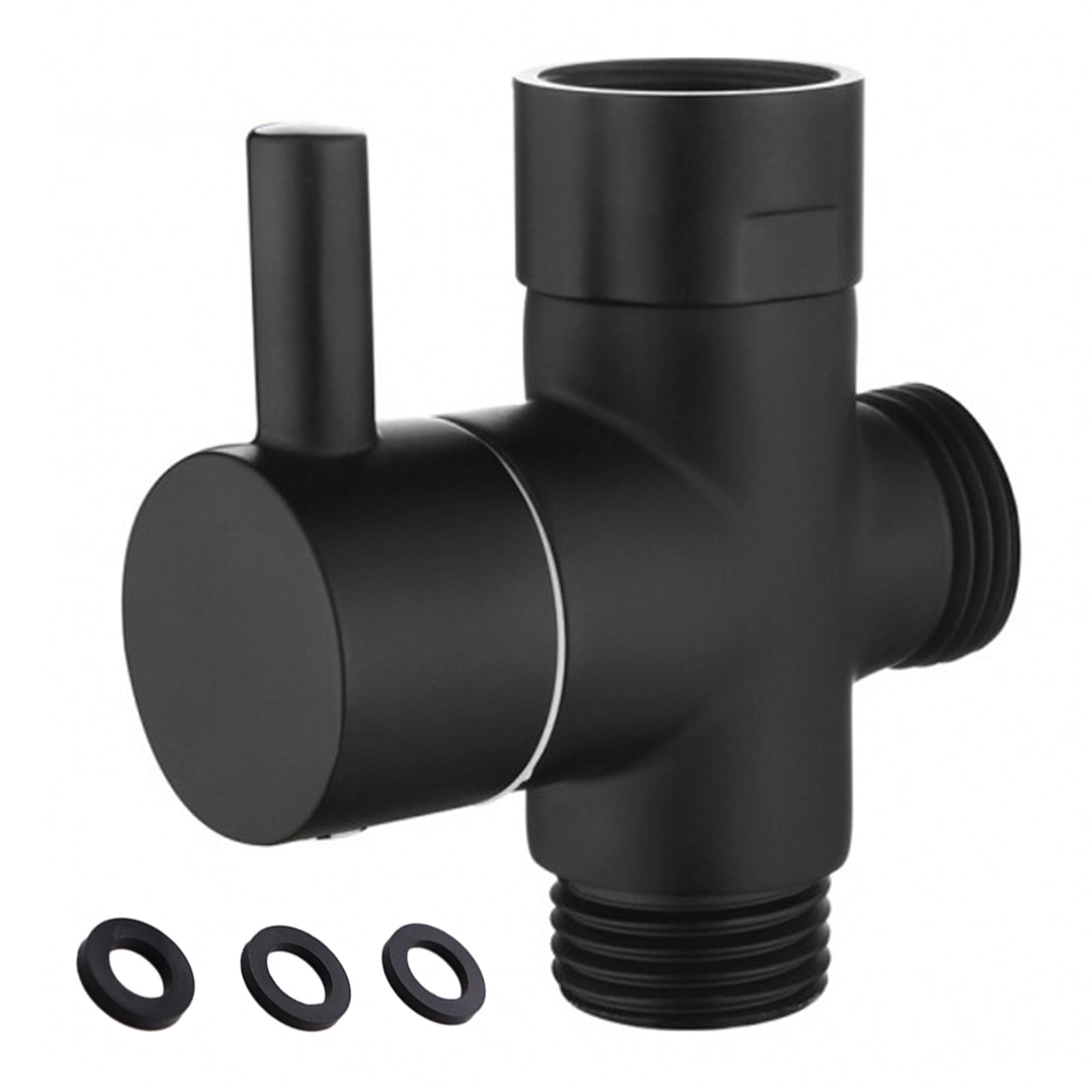 Arkzeo Three-Way One-In-Two-Out Shower Faucet Manifold All-Copper Shower Nozzle Converter Shower Valve Black Valve - Image 1