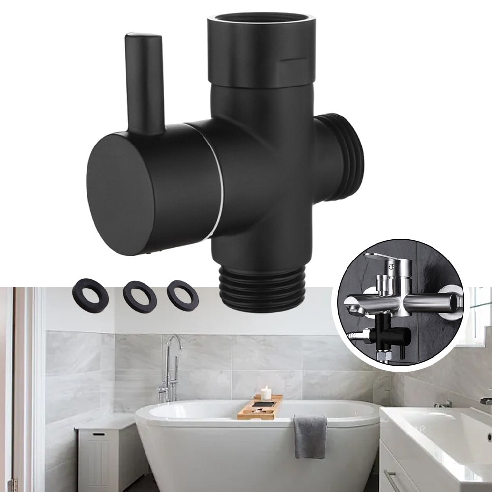 Arkzeo Three-Way One-In-Two-Out Shower Faucet Manifold All-Copper Shower Nozzle Converter Shower Valve Black Valve - Image 3