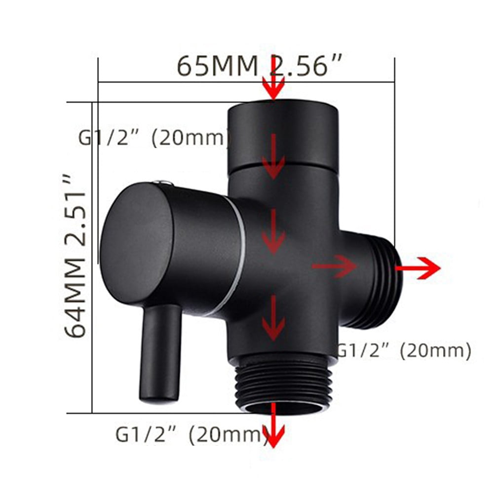 Arkzeo Three-Way One-In-Two-Out Shower Faucet Manifold All-Copper Shower Nozzle Converter Shower Valve Black Valve - Image 6