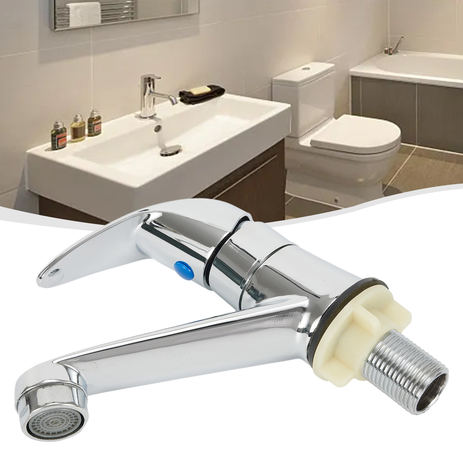Arkzeo Chrome Basin Faucet Cold Sink Water Basin Tap Single Handle Faucet Tap Deck Mounted for Bathroom Kitchen Replacement - Image 4