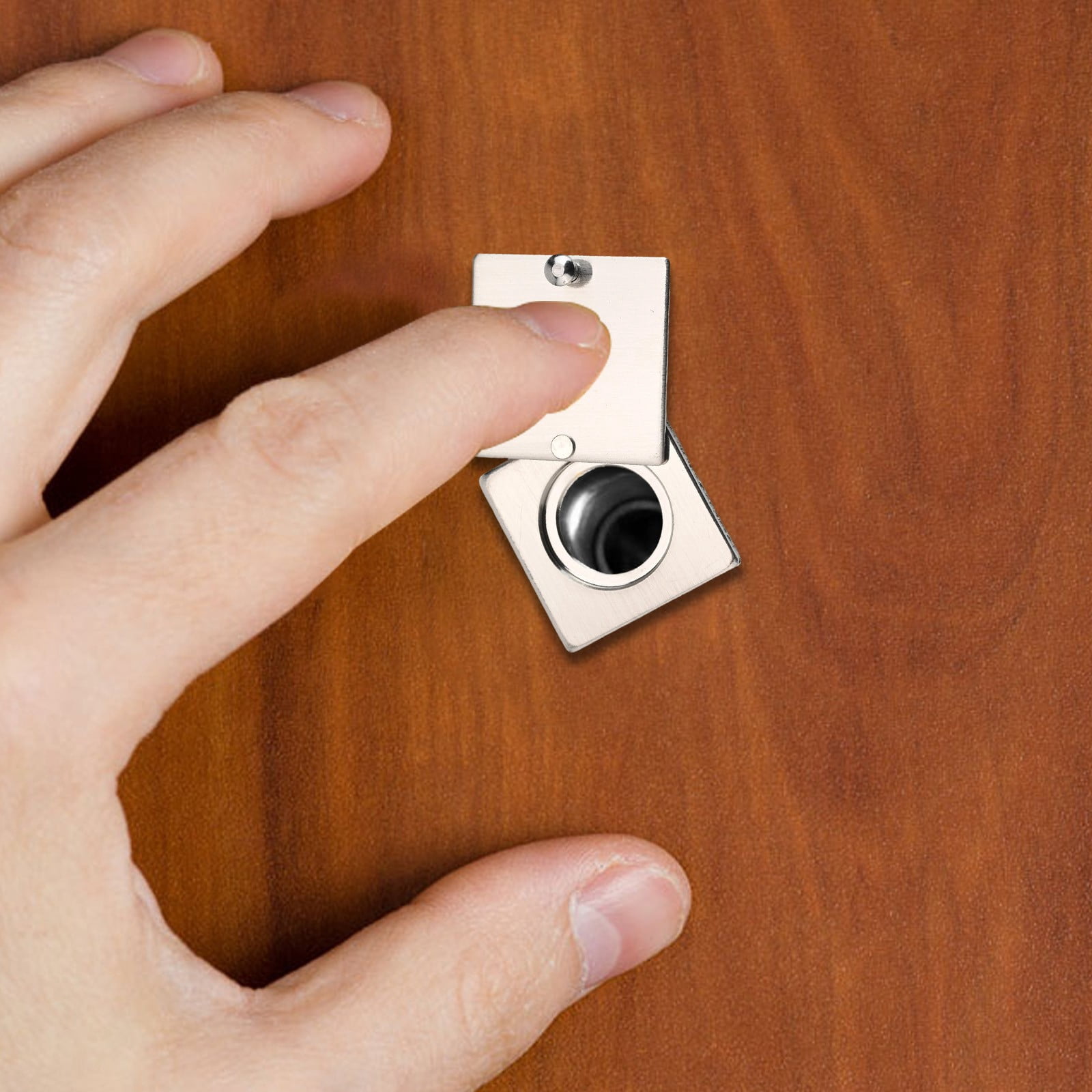 Square Peephole Cover Door Viewer Peephole Security Cap Kit Tape Install Brushed Smile Home Brushed - Image 6